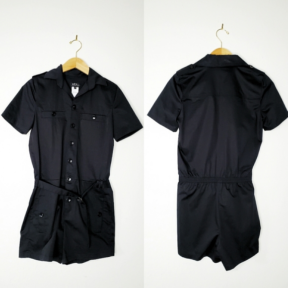 A.P.C. Jane Short Sleeve Romper In Black S. - Picture 3 of 7